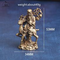 Pure Copper Chinese God of Longevity Riding Deer Ornament Birthday Gifts Craft Antique Bronze Buddha Statue Figurine Miniature