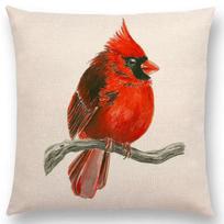 Naujausi Paukščių Tapybos Pagalvės Užvalkalas: Raudonkrūtis, Zylė, Toucan, Pasakų Žvirblis, Ugniavarnė, Kardinolas, Čimčiakas   Design Available 30x30cm smėlis