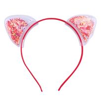Katės ausų lankelis mergaitėms, permatomas, su skystu smėliu ir blizgučiais, plaukų lankeliai, mieli plaukų aksesuarai kasdienai, vakarėliams, cosplay