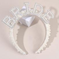 Pearl Headband Diadem Luxury Beads Rhinestone Wide Hair band Elegant BRIDE Letter Hairband Wedding Bride Women Tiara Accessories