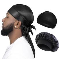 3 VNT./LOTAS Moterims Vyrams Šilkinis Duragas Ilga Uodega Pirato Skrybėlė Elastingas Bonetas Turbanas Kupolo Kepurė Unisex Bandanos Miego Dušo Kepurė Galvos Apdangalas One Size