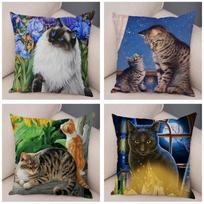 Gyvūnėlio Animacinis Gyvūnas Pagalvės užvalkalas Sofa Namai Automobilis Mielas Akvarelinis Katės Pagalvės užvalkalas Dekoras x xColiai 30x30cm smėlis