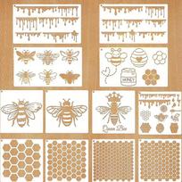 12 lapų/rinkinys, Bičių avilio piešimo šablonas, Daugkartinio naudojimo, Bičių šablonas, Naujas modelis, Bičių avilio plakato įrankis 12-pack