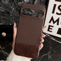 Splicing Leather Slim Phone Case For Google Pixel 10 Pro XL 9 Pro 8A 8 Shockproof Hard PC Bumper Cover Google Pixel 10 tamsiai ruda spalva