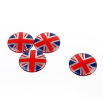 4x ratlankio centro stebulės dangtelio emblema, ženklelis, lipdukas, Union Jack GB vėliava, Mini Cooper raudona