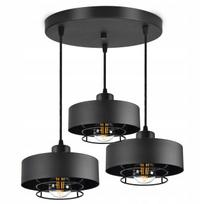 Pakabinamas juodas loft stiliaus šviestuvas su reguliuojamu aukščiu, E27 lizdas, metalinis 70 cm