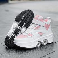 Roller Skates 6-15 Years Old Four-wheel Deformation Can Walk Can Skate Skates Girl Runaway Shoes 33