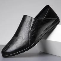 Large size leather shoes, new men's one-pedal single shoes, breathable casual soft-soled soft-faced lazy driving white shoes 38