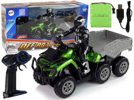 Keturratis su priekaba Off-Road 1:10, žalias