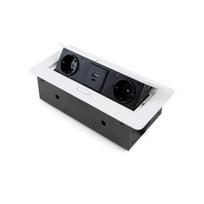 Atlenkiamas rozečių blokas 2x250V, USB A, USB C, baltas