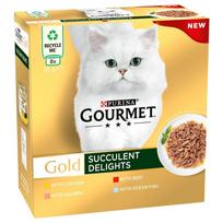Gourmet Gold Succulent Delights 24x85g su vištiena/jautiena/lašiša/žuvimi, 24 x 85 g