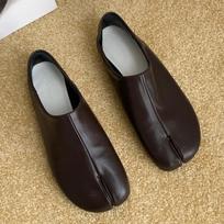 Nauji Ninja Split Toe moteriški balerinai Tabi batai Seklūs Laisvi Užsisegami Slingback mulai Kiaulės kanopos batai Moteriški Loferiai 35 ruda
