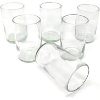Rankų darbo meksikietiški stikliniai puodeliai – 6 vnt. natūralaus skaidraus stiklo rinkinys (po 14 oz) 14 oz each gryna