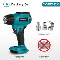 Yofidra 2500 W elektrinis šilumos pistoletas karšto oro pistoletas 2 pavarų LED temperatūros efektyvus namų oro džiovintuvas su 3 antgaliais Makita 18V baterijai NO Battery