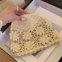 Gėlių Kepurė Krūva Plona Retro Rankų Darbo Kvėpuojanti Nerta Universalus Tuščiaviduris Kabliukas Gėlių Megzta Kojų Dangtelio Siūlų Kepurė one size smėlis