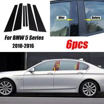 6 vnt. Tinka BMW 5 serijai F10 F11 F07 2010 2011 2012 2013-2016 Blizgios juodos kolonos stulpeliai Langų durų kolona B C Lipdukas Dangtelis Apdaila juoda