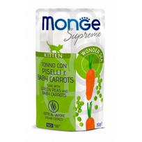 Monge Cat Supreme Pouch Kitten Tuna Flakes with Peas and Baby Carrots 80 g | 10838 | 8009470006866