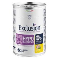 Exclusion Hypoallergenic konservuotas pašaras šunims su putpeliena ir žirniais 400 g | 8011259213754