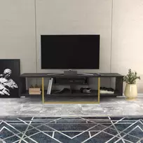 TV stovas, Hanah Home, juodas Auksinis, 150 x 40 x 35,2, cm