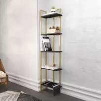 Knygų lentyna, Hanah Home, juoda Auksinis, 45,2 x 180 x 21,6, cm