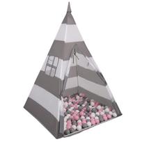 Žaidimų palapinė su kamuoliukais Selonis Teepee, 100 kamuoliukų, balta/pilka