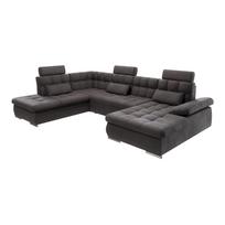Antracito spalvos sulankstoma/su sandėliavimo vieta kampinė sofa (su kairiuoju kampu/„U“ formos) Merkur – Ropez