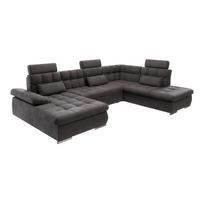 Antracito spalvos sulankstoma/su sandėliavimo vieta kampinė sofa (su dešiniuoju kampu/„U“ formos) Merkur – Ropez