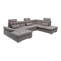 Pilkos spalvos sulankstoma/su sandėliavimo vieta kampinė sofa (su dešiniuoju kampu/„U“ formos) Merkur – Ropez