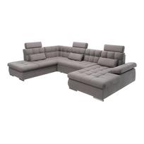 Pilkos spalvos sulankstoma/su sandėliavimo vieta kampinė sofa (su kairiuoju kampu/„U“ formos) Merkur – Ropez