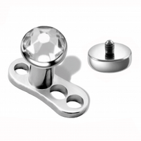 Titaninis dermalinis kūno auskaras su cirkonio akute 4mm 0021