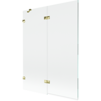Mexen Lunar vonios ekranas 2-durų, kairysis 130 x 150 cm, skaidrus, auksinis - 897-130-100-50-00-L