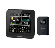 Sencor - Orų stotis su spalvotu LCD ekranu ir žadintuvas 3xAAA + 2x AA juoda