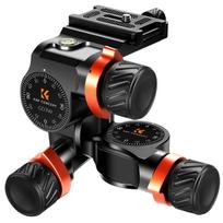 3-Way Geared Tripod Head CNC Process Aluminum Alloy, High-Precision Fluid Head Load