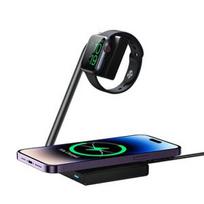 Bevielis įkroviklis Joyroom 'JR-WQN05 2in1' juodas 15W (skirta iPhone / Apple Watch)