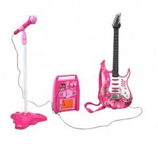 Žaislinė elektrinė gitara su stiprintuvu, mikrofonu ir MP3 jungtimi