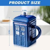Daktaras Kas Tardis Puodelis | Keraminis Kavos Puodelis su Dangteliu | Kavos Puodeliai su Dangteliais Talpina 21 unciją Jūsų mėgstamos Kavos, Arbatos 401-500ml