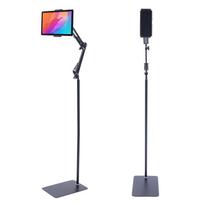 Planšetinio kompiuterio grindų stovas iPad stovas Reguliuojamas universalus stovas Reguliuojamas grindų planšetės laikiklis iPad, planšetėms, telefonams juoda