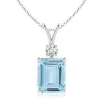 Arena Gems Juvelyriniai dirbiniai Smaragdo formos Mėlynas akvamarinas 5,8 ct Pakabukas, 925 prabos sterlingų sidabras S mėlyna