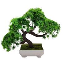 Pušies Bonsai Imitacija Realistiškas Japoniško Kadagio Modelis su Vazonu Bonsai Medis Prieškambariui Komodoms Stalčiams Knygų Spintai Stalo Dekorui 26X20cm žalia