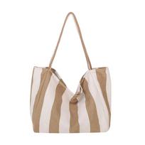 Casual Striped Large Capacity Tote Bag Women's Commuter Fashion Shoulder Bag Large Capacity Canvas Tote Bag