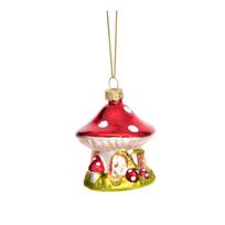 Iš stiklo rankų darbo eglutės papuošimas ø 6 cm Mushroom House – Sass & Belle