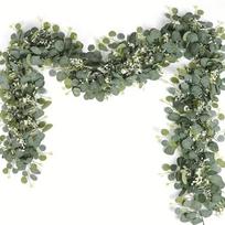 Lush 70.8  Artificial Eucalyptus Garland Premium Faux Wall Hanging - Realistic Greenery for Wedding Home Outdoor & Event Decor 180cm žalia