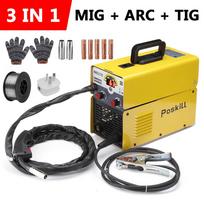 AC 220V 3 viename MIG/ARC/TIG elektrinis suvirinimo aparatas LCD skaitmeninis rankinis suvirinimo inverterio įrankis