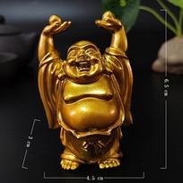 Golden Chinese Feng Shui Laughing Buddha Statue Ornaments Money Maitreya Buddha Sculpture Garden Figurines For Home Decoration