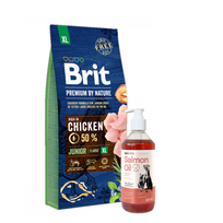 BRIT Premium By Nature Junior XL 15kg + LAB V Lašišų aliejus šunims ir katėms 500ml