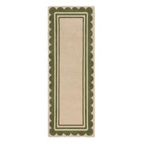 Rankų darbo iš vilnos kilimas žalios spalvos/natūralios spalvos 80x230 cm Lois Scallop – Flair Rugs