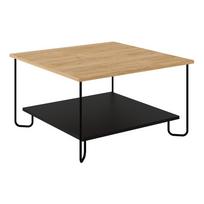 Kavos staliukas juodos spalvos/natūralios spalvos su ąžuolo dekoro stalviršiu 80x80 cm Tonka – Marckeric