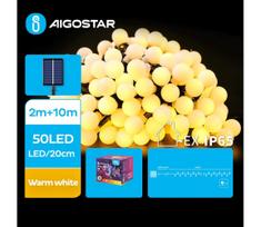Aigostar - LED Saulės Dekoratyvinė girlianda 50xLED/8 funkcijos 12m IP65 šilta balta