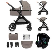 KINDERKRAFT - Kombinuotas vežimėlis 3in1 ESME Sand smėlio spalva + automobilio sėdynė MINK PRO