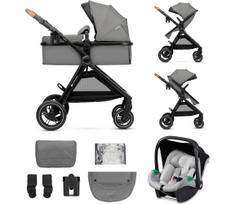 KINDERKRAFT - Kombinuotas vežimėlis 3in1 ESME Moonlight pilka + automobilio sėdynė MINK PRO